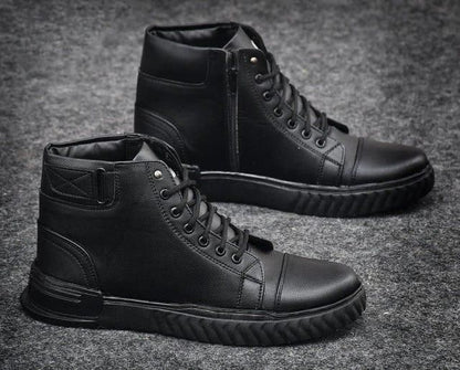 Men's Korean Style High Top Casual Shoes For Men (black)
